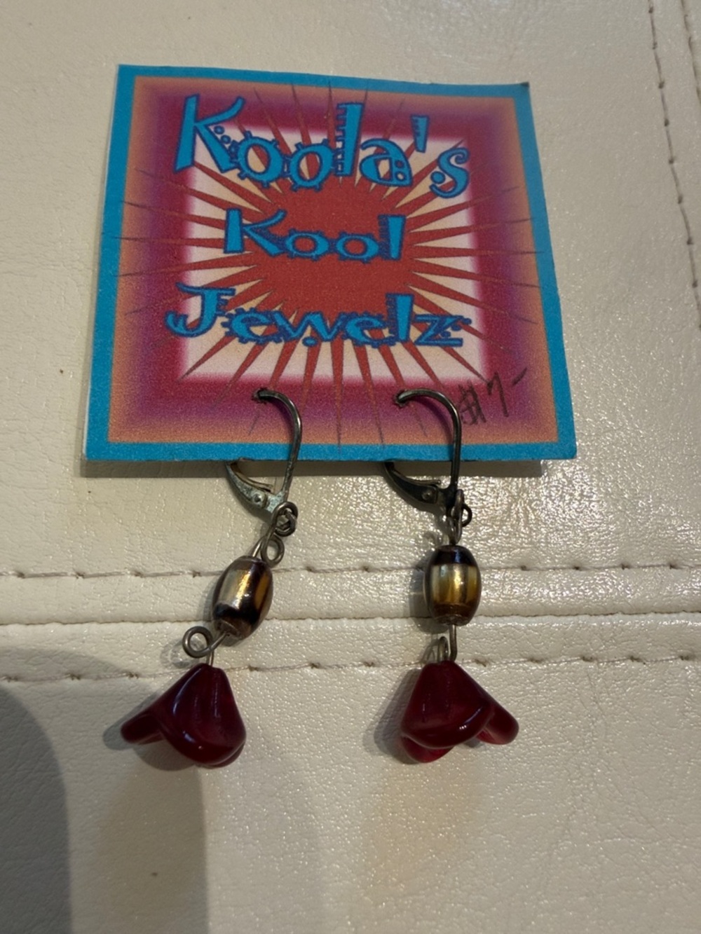 Koola's Kool Jewelz Red Flower Drop Earrings